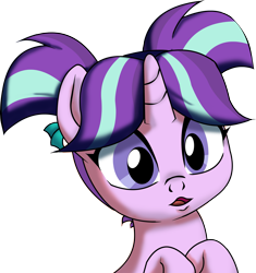Size: 3761x4000 | Tagged: safe, artist:buttercupsaiyan, derpibooru exclusive, starlight glimmer, pony, unicorn, g4, cute, female, filly, filly starlight glimmer, glimmerbetes, pigtails, shading, simple background, solo, transparent background, younger