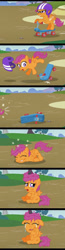 Size: 333x1290 | Tagged: safe, artist:aleximusprime, edit, editor:scootabuser, scootaloo, pegasus, pony, comic:i'm hurt, g4, crash, cropped, crying, feels, female, filly, foal, helmet, injured, ouch, scootacrash, scooter