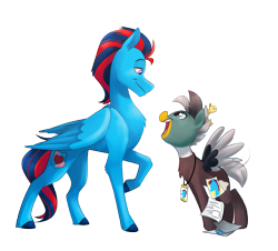 Size: 3616x3265 | Tagged: safe, artist:luximus17, oc, oc only, oc:andrew swiftwing, oc:dolan, oc:duk, bird, duck pony, pegasus, pony, autograph, backstage pass, celebrity, cute, duckling, duo, fangirl, fangirling, female, high res, male, mare, movie star, quack, simple background, stallion, transparent background
