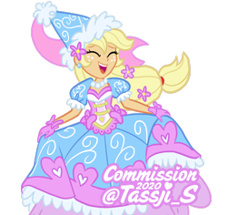 Size: 1828x1725 | Tagged: safe, artist:tassji-s, applejack, equestria girls, g4, look before you sleep, beautiful, clothes, costume, cute, dress, female, froufrou glittery lacy outfit, hennin, jackabetes, princess applejack, simple background, solo, transparent background