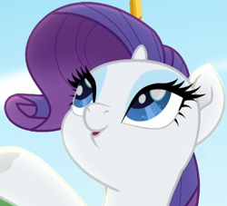 Size: 572x519 | Tagged: safe, screencap, rarity, pony, unicorn, rainbow roadtrip, cropped, female, looking up, mare, solo