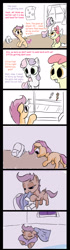 Size: 718x2558 | Tagged: safe, artist:gavalanche, edit, editor:scootabuser, apple bloom, scootaloo, sweetie belle, earth pony, pegasus, pony, unicorn, g4, backpack, blanket, clubhouse, comic, cropped, crusaders clubhouse, cutie mark crusaders, homeless, no catchlights, op is a duck, sad, scootalone, sleeping, underhoof