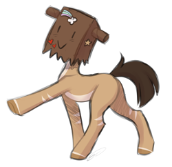 Size: 1024x992 | Tagged: safe, artist:doekitty, oc, oc only, oc:baggy, earth pony, pony, paper bag, simple background, solo, transparent background