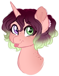 Size: 1024x1322 | Tagged: safe, artist:azure-art-wave, oc, oc only, oc:terra rosa, pony, unicorn, female, heterochromia, mare, offspring, parent:timber spruce, parent:twilight sparkle, parents:timbertwi, simple background, solo, tongue out, transparent background