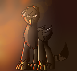 Size: 1950x1800 | Tagged: safe, artist:somber, oc, oc only, griffon, angry, doom, doom eternal, doom guy, griffon oc, looking at you, male, solo