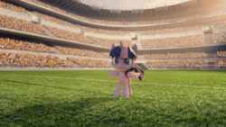 Size: 800x450 | Tagged: safe, screencap, twilight sparkle, alicorn, pony, book filled adventure, g4.5, my little pony: stop motion short, animated, ball, book, cute, football, gif, happy, irl, kicking, photo, running, soccer field, solo, sports, stop motion, twiabetes, twilight sparkle (alicorn)
