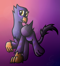Size: 1093x1194 | Tagged: safe, artist:somber, oc, oc only, oc:amethyst feather, griffon, colored, cute, female, griffon oc, smiling, solo, standing