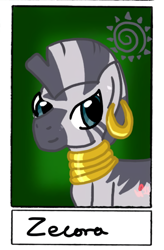 Size: 710x1080 | Tagged: safe, alternate version, artist:vassy.draws, zecora, pony, zebra, g4, bust, ear piercing, earring, female, jewelry, mare, neck rings, piercing, solo