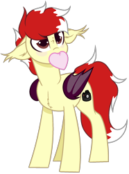 Size: 1372x1847 | Tagged: safe, artist:arshe12, oc, oc only, oc:aaaaaaaaaaa, bat pony, pony, blushing, chest fluff, commission, cute, ear fluff, freckles, heart, male, mouth hold, ocbetes, simple background, solo, stallion, transparent background, ych result