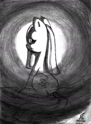Size: 1117x1530 | Tagged: safe, artist:masternodra, pinkie pie, earth pony, pony, g4, female, grayscale, mare, monochrome, pencil drawing, pinkamena diane pie, signature, solo, straight hair, traditional art