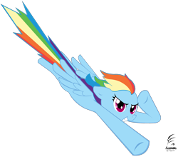 Size: 1643x1445 | Tagged: safe, artist:masternodra, rainbow dash, pegasus, pony, g4, diving, female, flying, grin, mare, salute, signature, simple background, smiling, solo, transparent background