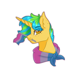 Size: 2000x2000 | Tagged: safe, artist:tres marias, oc, oc only, oc:sunrise sentry, pony, bisexual pride flag, commission, high res, pride, pride flag, simple background, solo, transparent background