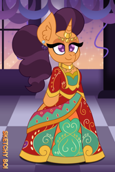 Size: 2400x3600 | Tagged: safe, alternate version, artist:snakeythingy, saffron masala, g4, clothes, dress, gala dress, gown, grand galloping gala, high res, variant