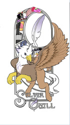 Size: 540x960 | Tagged: safe, artist:duskflare, oc, oc:silver quill, hippogriff, analysis anarchy, analysis bronies, modern art, nouveau, reviewer