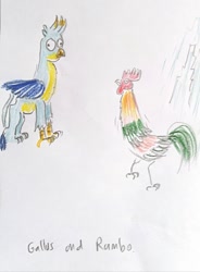 Size: 1280x1735 | Tagged: safe, artist:horsesplease, gallus, bird, g4, derp, doodle, gallus the rooster, jungle fowl, rooster, traditional art