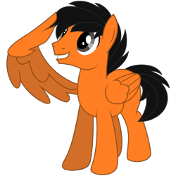 Size: 2160x2160 | Tagged: safe, artist:brightheartmlp, oc, oc only, oc:power drift, pegasus, pony, base used, high res, looking up, male, simple background, smiling, solo, stallion, transparent background, wing salute