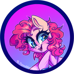 Size: 2094x2098 | Tagged: safe, artist:_spacemonkeyz_, pinkie pie, earth pony, pony, g4, blushing, bust, cheek fluff, colored hooves, cute, diapinkes, female, high res, icon, open mouth, solo