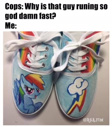 Size: 1650x1864 | Tagged: safe, artist:rsa.fim, rainbow dash, pegasus, pony, g4, irl, meme, photo, shoes, shoes only