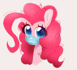 Size: 2037x1864 | Tagged: safe, alternate version, artist:kaikururu, pinkie pie, earth pony, pony, g4, :3, bust, coronavirus, covid-19, digital art, face mask, female, looking at you, mare, portrait, simple background, solo, white background