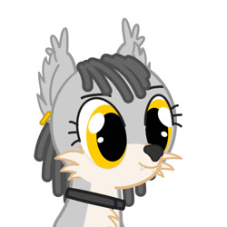 Size: 960x960 | Tagged: safe, artist:electedpony, artist:electrum18, hybrid, pony, collar, dreadlocks, eyelashes, female, looking at something, piercing, solo, the fluffies, vector, website, yellow eyes