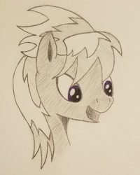 Size: 1636x2047 | Tagged: safe, artist:polar_storm, cloudchaser, pegasus, pony, g4, female, mare, monochrome, partial color, purple eyes, simple background, sketch, solo, traditional art, white background