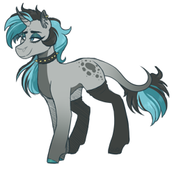 Size: 1700x1650 | Tagged: safe, artist:monnarcha, oc, oc only, oc:maika, pony, unicorn, choker, clothes, female, mare, simple background, socks, solo, spiked choker, transparent background