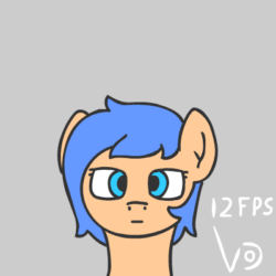 Size: 400x400 | Tagged: safe, artist:vohd, oc, earth pony, pony, :o, animated, cake, cross-eyed, cute, female, food, frame by frame, gray background, mare, open mouth, simple background, solo, woah