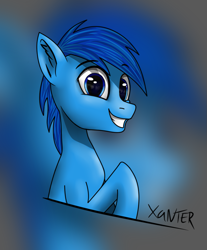 Size: 897x1084 | Tagged: safe, artist:xanter, oc, oc only, oc:p-21, pony, fallout equestria, fallout equestria: project horizons, fanfic art, smiling, solo, zoom layer