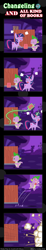 Size: 600x3263 | Tagged: safe, artist:vavacung, spike, twilight sparkle, changeling, dragon, pony, unicorn, comic:changeling and all kind of books, g4, abuse, angry, angry eyes, anime, bad end, ball of violence, book, comic, cross-popping veins, disguise, disguised changeling, evil spike, evil twilight, female, green magic, implied changeling, levitation, magic, male, mare, pointy ponies, sweatdrops, telekinesis, twilybuse, unicorn twilight