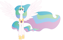Size: 8020x5021 | Tagged: safe, artist:wissle, princess celestia, pony, friendship is magic, g4, absurd resolution, celestia day, crown, female, grin, hoof shoes, jewelry, looking at you, mare, regal, regalia, simple background, smiling, solo, spread wings, transparent background, vector, wings
