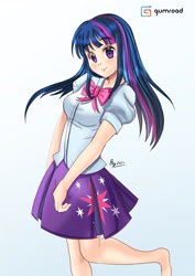 Size: 1600x2263 | Tagged: safe, artist:love2eategg, twilight sparkle, human, equestria girls, g4, anime, barefoot, cute, feet, female, human coloration, solo, twiabetes