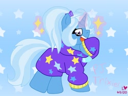 Size: 2048x1536 | Tagged: safe, artist:thatonesheepone, trixie, pony, g4, alternate hairstyle, babysitter trixie, clothes, female, hoodie, solo