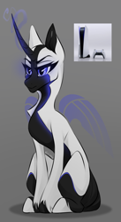 Size: 1660x3020 | Tagged: safe, artist:rico_chan, alicorn, pony, black and white, blue, grayscale, monochrome, playstation, playstation 5, ponified