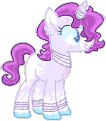 Size: 1690x1930 | Tagged: safe, artist:kurosawakuro, oc, oc only, pony, unicorn, base used, coat markings, magical lesbian spawn, offspring, parent:rarity, parent:tempest shadow, parents:tempity, scar, simple background, solo, transparent background