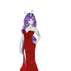 Size: 2048x2048 | Tagged: safe, artist:monstermaster13, rarity, anthro, g4, clothes, dress, female, high res, jessica rabbit dress, pose, simple background, solo, supermodel, transparent background