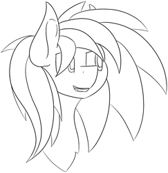 Size: 2096x2159 | Tagged: safe, artist:skylarpalette, oc, oc only, oc:swift, pegasus, pony, bust, happy, high res, monochrome, pegasus oc, practice, simple background, sketch, solo, transparent background, wild mane, wings