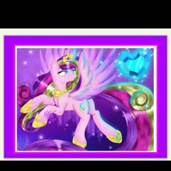 Size: 720x720 | Tagged: safe, artist:_enderjam_, princess cadance, alicorn, pony, g4, butt, crystal heart, female, hoof shoes, lovebutt, mare, plot, rearing, smiling, solo, underhoof