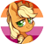 Size: 773x773 | Tagged: safe, artist:onionpwder, applejack, earth pony, pony, g4, applejack's hat, bust, commission, cowboy hat, female, hat, headcanon, lesbian pride flag, lgbt headcanon, pride, pride flag, sexuality headcanon, solo