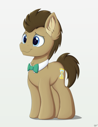 Size: 1478x1919 | Tagged: safe, artist:arcane-thunder, doctor whooves, time turner, earth pony, pony, g4, :3, atg 2020, bowtie, cheek fluff, chest fluff, cute, doctorbetes, ear fluff, male, newbie artist training grounds, simple background, smiling, solo, stallion, white background