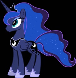 Size: 1000x1023 | Tagged: safe, artist:n0kkun, princess luna, alicorn, pony, g4, black background, crown, female, hoof shoes, jewelry, mare, regalia, simple background, solo