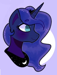 Size: 774x1009 | Tagged: safe, artist:frogeeer, princess luna, pony, g4, bust, female, mare, no pupils, portrait, profile, solo