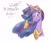 Size: 1855x1606 | Tagged: safe, artist:flutterthrash, edit, twilight sparkle, alicorn, pony, g4, the last problem, bust, confused, crown, dialogue, eating, female, food, immortal, immortality, immortality is awesome, jewelry, looking at you, mare, newbie artist training grounds, older, older twilight, older twilight sparkle (alicorn), peytral, portrait, princess twilight 2.0, quesadilla, regalia, solo, stuttering, they're just so cheesy, twilight sparkle (alicorn)