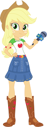 Size: 5488x14971 | Tagged: safe, artist:marcorulezzz, applejack, best in show: the pre-show, equestria girls, g4, my little pony equestria girls: better together, applejack's cowboy boots (series), female, hand on hip, microphone, simple background, solo, transparent background, vector