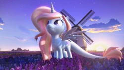 Size: 1600x900 | Tagged: safe, artist:regendary, oc, oc only, alicorn, pony, 3d, female, mare, solo, windmill
