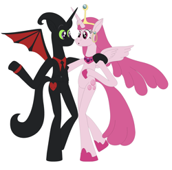 Size: 3448x3424 | Tagged: safe, alicorn, pony, adventure time, bipedal, cartoon network, female, high res, husband and wife, male, mare, nergal, nergal and princess bubblegum, princess bubblegum, stallion, the grim adventures of billy and mandy