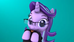 Size: 1920x1080 | Tagged: safe, artist:laylahorizonsfm, starlight glimmer, pony, unicorn, g4, 3d, :p, clothes, cute, female, glasses, glimmerbetes, solo, tongue out