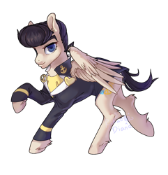 Size: 1080x1120 | Tagged: safe, artist:rikadiane, pegasus, pony, jojo's bizarre adventure, josuke higashikata, male, ponified, simple background, solo, stallion, transparent background