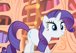 Size: 938x656 | Tagged: safe, screencap, rarity, pony, unicorn, g4, look before you sleep, cropped, female, golden oaks library, mare, solo, surprised