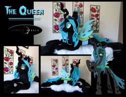 Size: 1280x990 | Tagged: safe, artist:purplenebulastudios, queen chrysalis, changeling, changeling queen, g4, art, irl, life size, palindrome get, photo, plushie, prone, solo