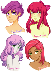 Size: 600x860 | Tagged: safe, artist:legionattack, apple bloom, babs seed, scootaloo, sweetie belle, equestria girls, g4, apple bloom's bow, bow, cutie mark crusaders, female, hair bow, older, older apple bloom, older babs seed, older cmc, older scootaloo, older sweetie belle, simple background, transparent background